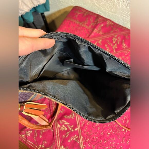 Crossbody flannel plaid bag w removable straps- carry as a wristlet or crossbody - Picture 6 of 8